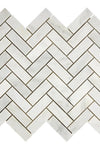 Oriental White / Asian Statuary 1X3 Herringbone Marble Mosaic Polished or Honed