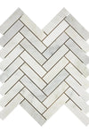 Oriental White / Asian Statuary 1X4 Herringbone Marble Mosaic Polished or Honed