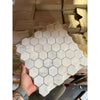 White hexagon marble tile sheets from Oriental White Asian Statuary 2 inch mosaic