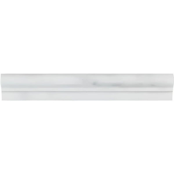 White marble trim in Oriental White Asian Statuary 2X12 OG-1 polished chair rail liner