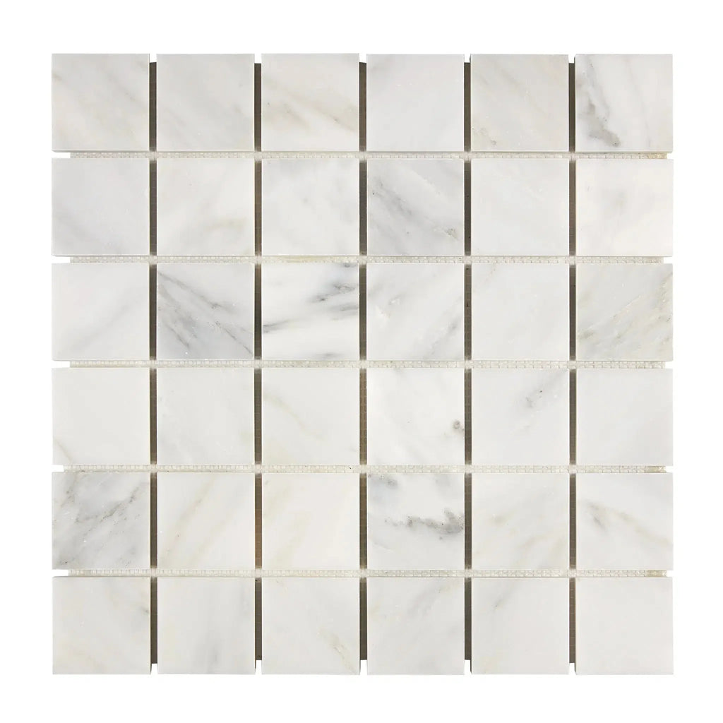 White marble mosaic tile sheet from Oriental White Asian Statuary collection