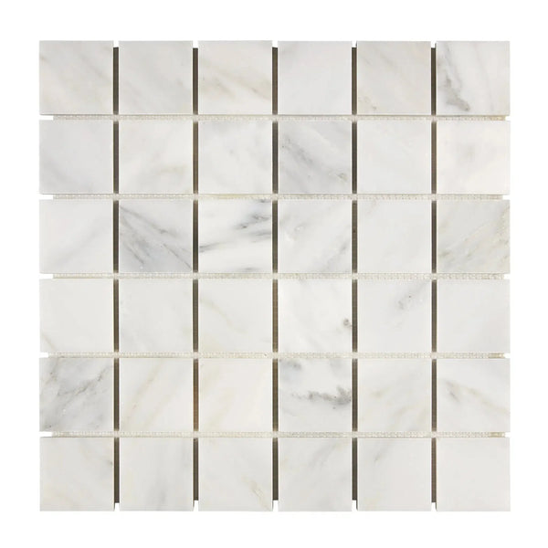 White marble mosaic tile sheet from Oriental White Asian Statuary collection