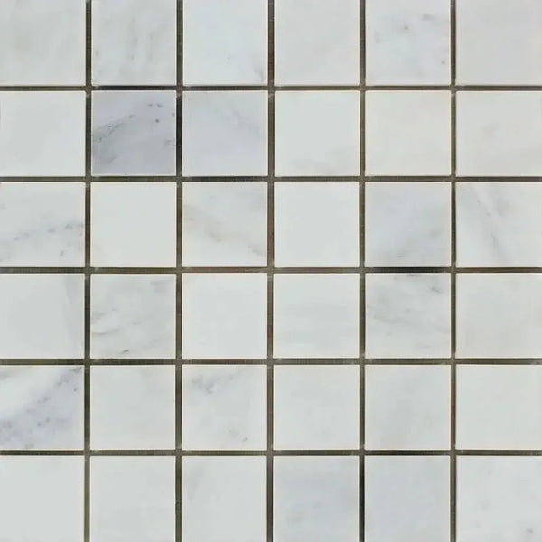 White marble mosaic tile from Oriental White Asian Statuary 2X2 collection polished or honed