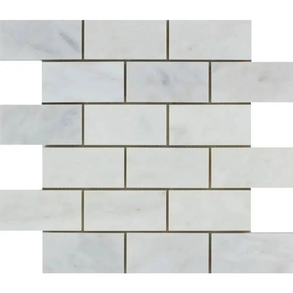White marble brick mosaic tile from Oriental White Asian Statuary collection