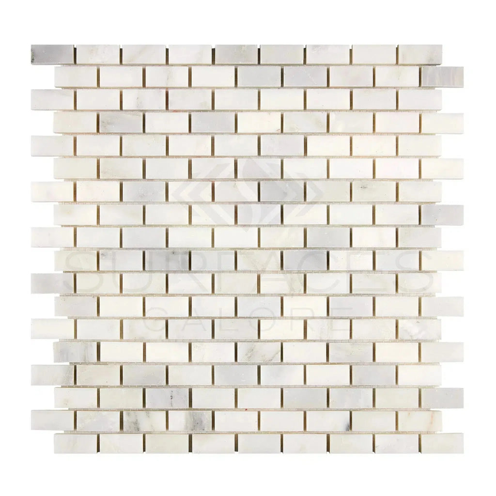 White marble brick mosaic tile from Oriental White Asian Statuary collection