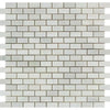 White brick mosaic tile from Oriental White Asian Statuary Mini-Brick Marble collection