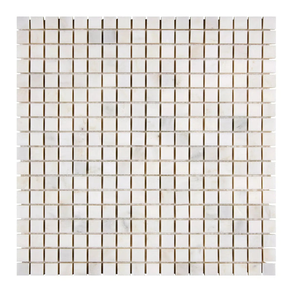 Square mosaic tile sheet of Oriental White and Asian Statuary polished marble