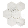 White marble hexagon tiles of Oriental White Asian Statuary 5 inch polished mosaic