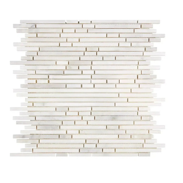 White marble mosaic tile from Oriental White Asian Statuary Bamboo Sticks collection