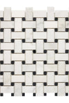 Oriental White / Asian Statuary Basketweave w/Black Marble Mosaic Polished or Honed