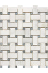 Oriental White / Asian Statuary Basketweave w/Blue-Gray Marble Mosaic Polished or Honed