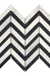 Oriental White / Asian Statuary Chevron Large (w/Oriental White/Black) Marble Mosaic Polished or Honed
