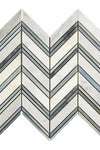Oriental White / Asian Statuary Chevron Large (w/Oriental White/Blue-Gray) Marble Mosaic Polished or Honed