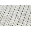 White herringbone tile pattern in Oriental White Asian Statuary Chevron Mini Marble Mosaic