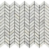 White marble chevron mosaic tile in Oriental White Asian Statuary design