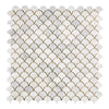 White marble scallop tile mosaic in Oriental White Asian Statuary Fan design