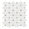White and gray diamond mosaic tile in Oriental White Asian Statuary Lattice marble