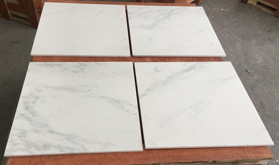 White marble tile with gray veining from Oriental White Asian Statuary Marble 12x12