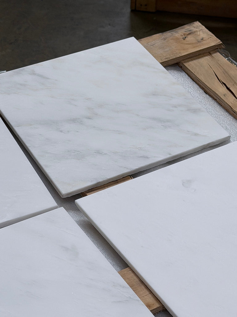 Oriental White Asian Statuary Marble 12x12 Polished Tiles on Pallet