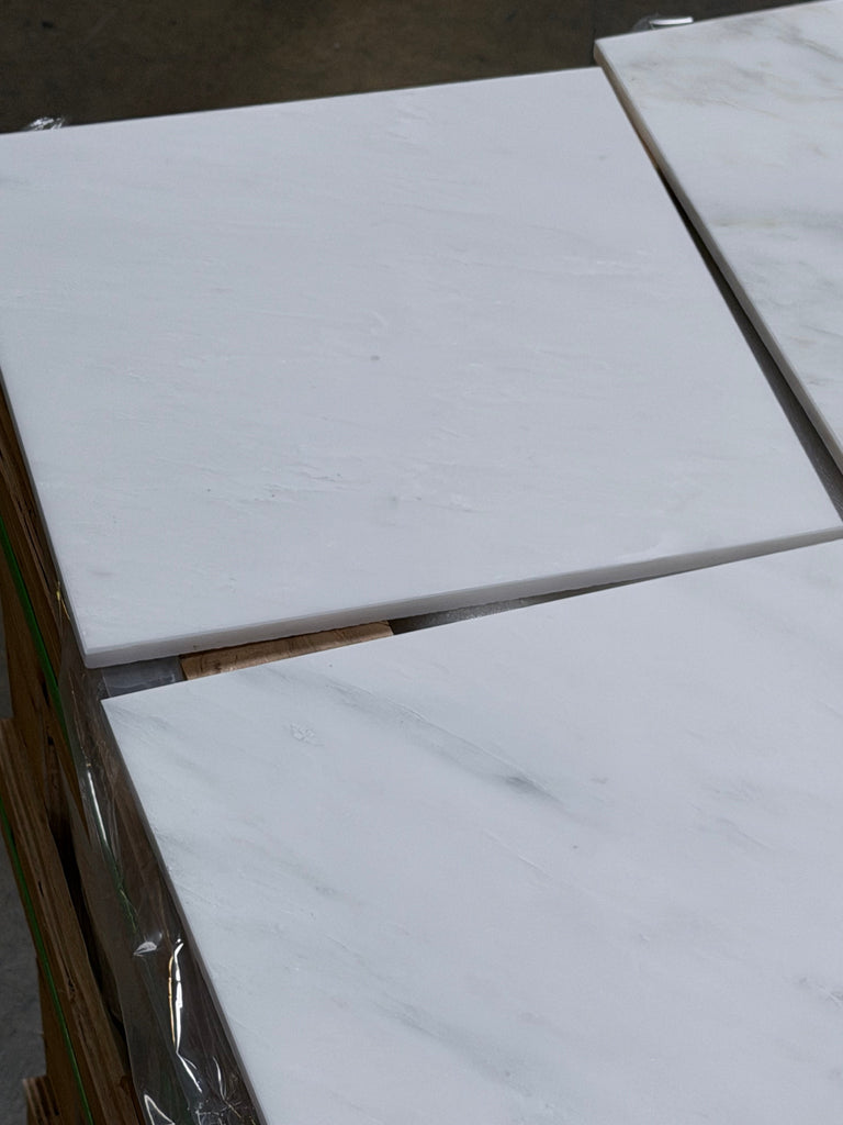 Oriental White Asian Statuary Marble 12x12 polished tiles with gray veining