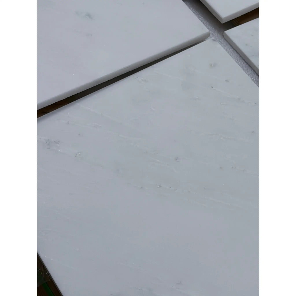 Oriental White Asian Statuary Marble 12x12 Polished Tiles with Gray Veining