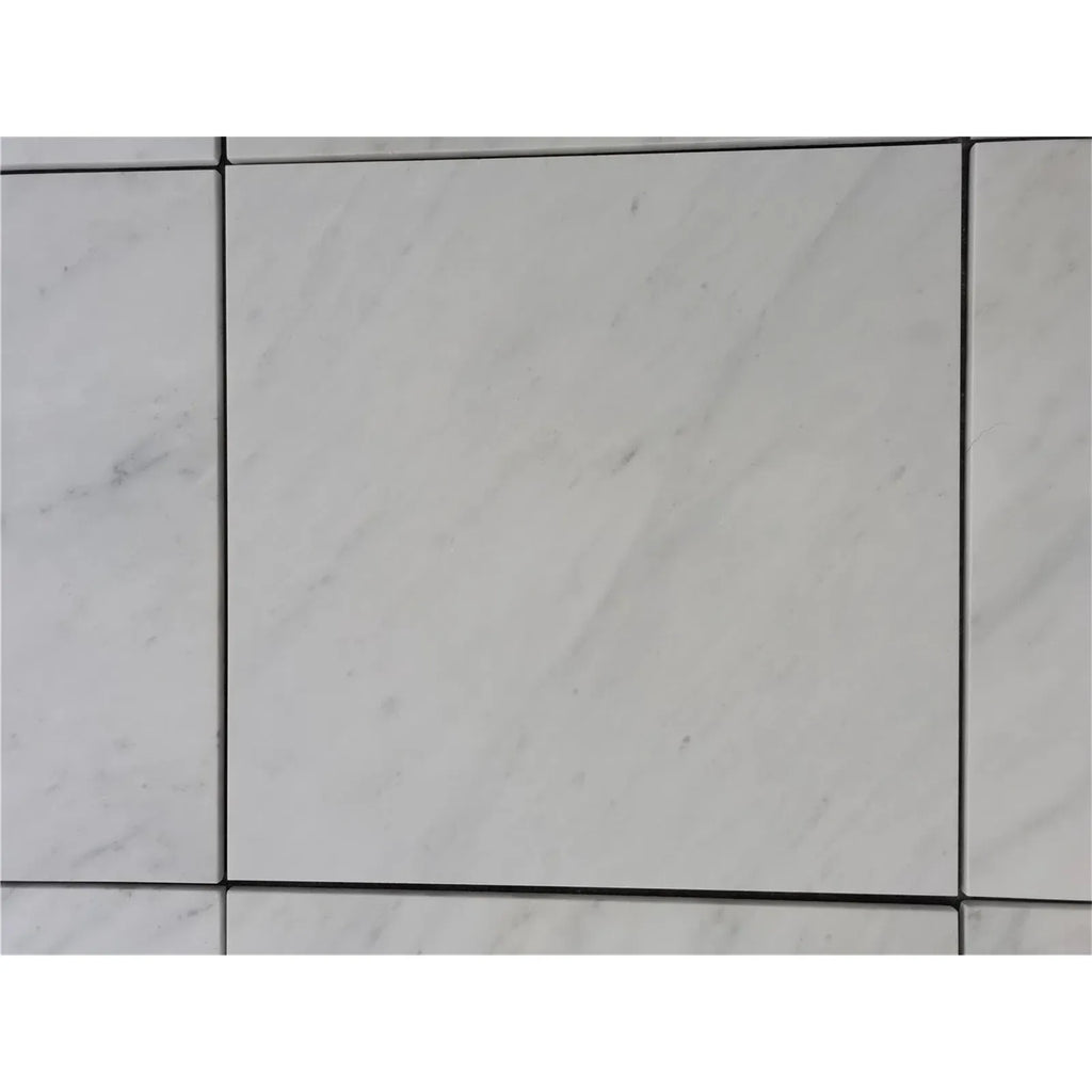 White marble-patterned tiles from Oriental White Asian Statuary Marble 12X12 Tumbled