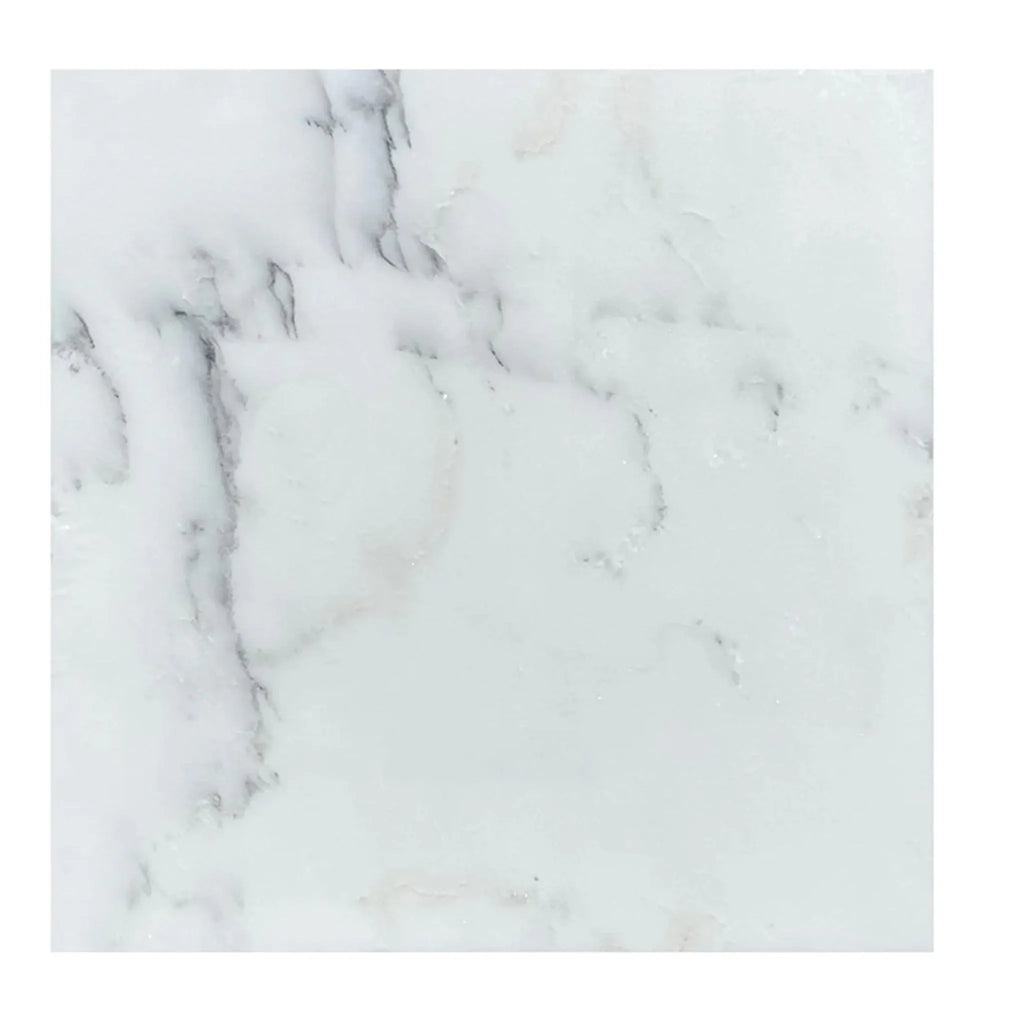 Oriental White Asian Statuary Marble 12x12 Tumbled white marble tile display