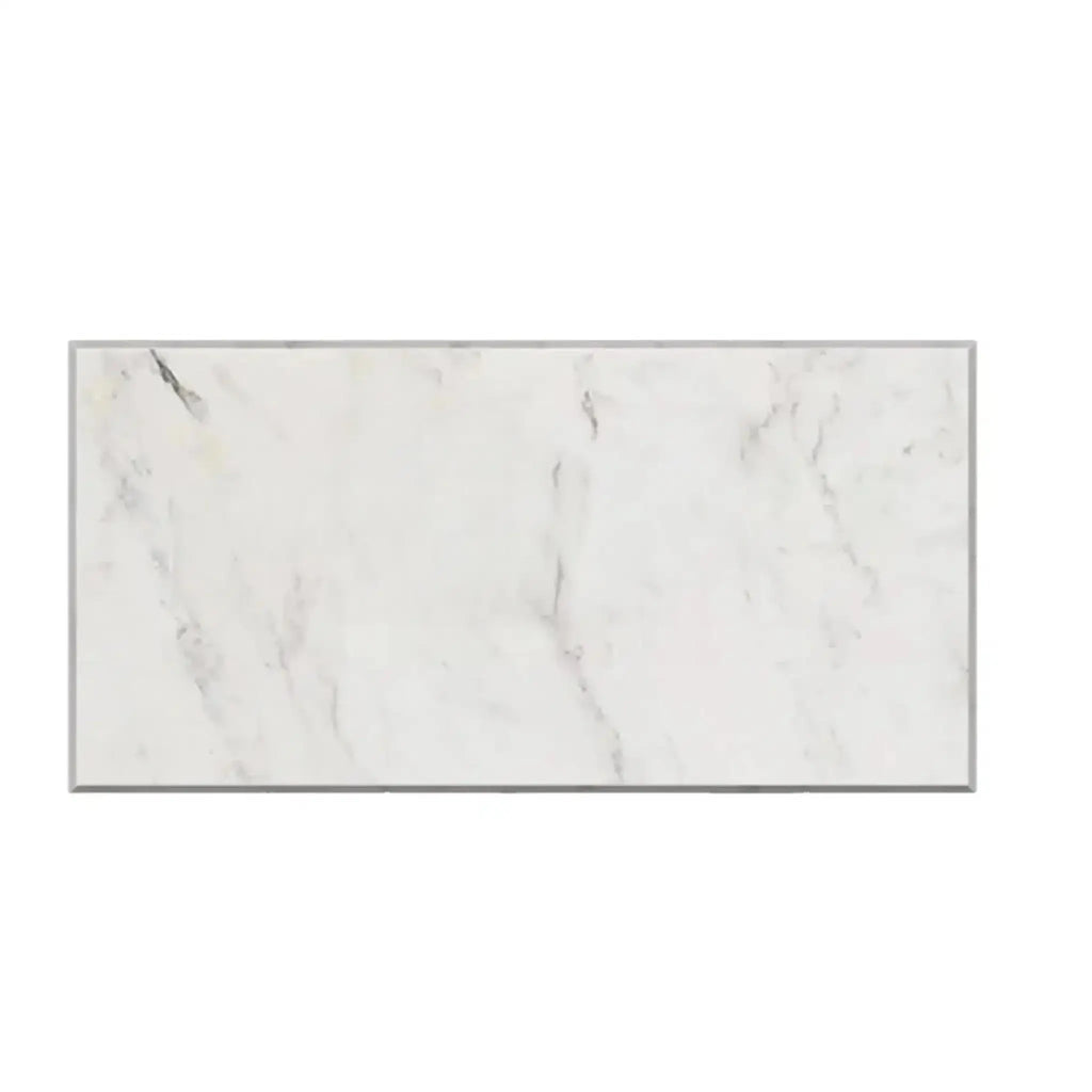 Rectangular Oriental White Asian Statuary Marble countertop with a polished finish