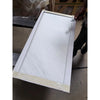 White marble-patterned Oriental White Asian Statuary marble cabinet panel with light wood frame and sealed edges