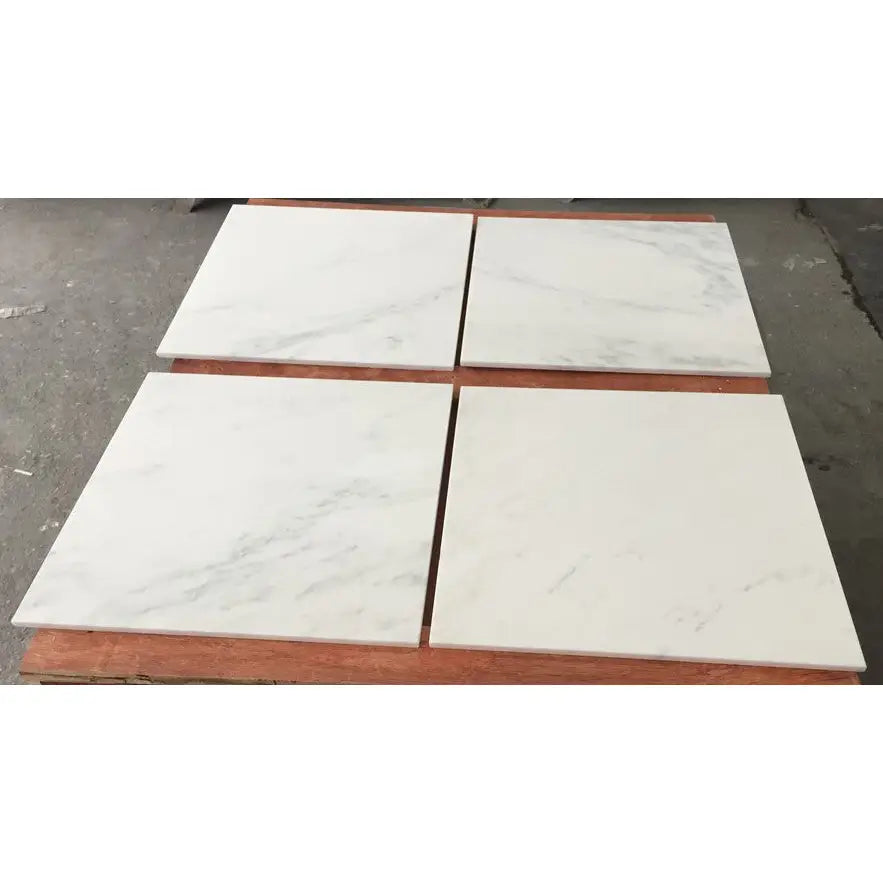 White marble tile with gray veining from Oriental White Asian Statuary Marble 24x24