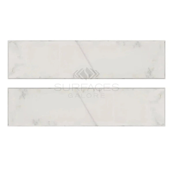 Two rectangular marble tiles of Oriental White Asian Statuary Marble 2X8