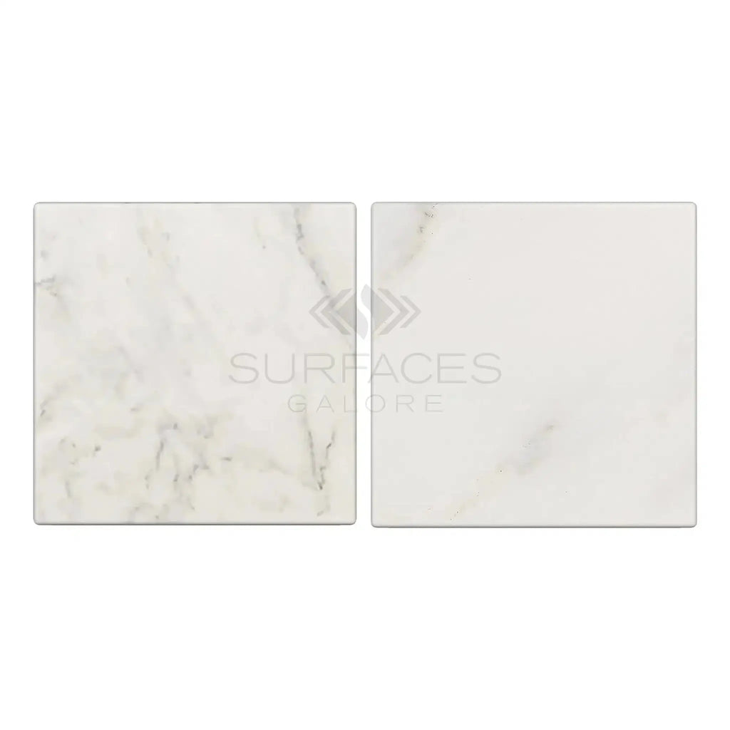 Two square marble samples of Oriental White Asian Statuary Marble 4X4 Tumbled