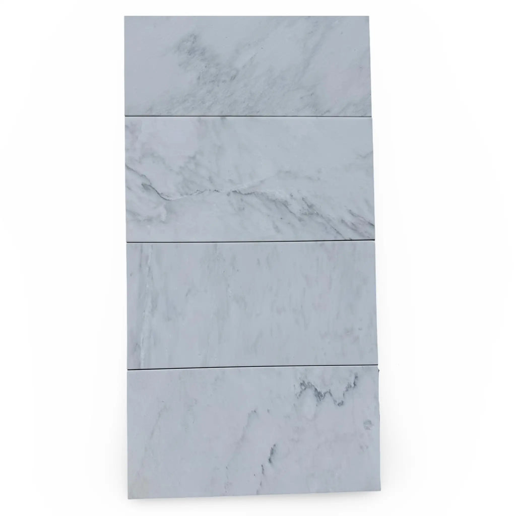 Rectangular marble-patterned tiles of Oriental White Asian Statuary Marble 6X12