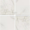 Four Oriental White Asian Statuary Marble 6x6 Tumbled tiles displayed together
