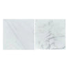 Two white marble tiles from the Oriental White Marble Shower Corner Shelf