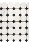 Oriental White / Asian Statuary Octagon Mosaic - w/Black Marble Mosaic Polished or Honed