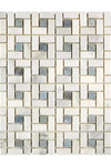 Oriental White / Asian Statuary Pinwheel Mosaic (w/Blue-Gray) Marble Mosaic Polished or Honed