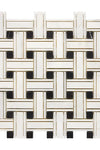 Oriental White / Asian Statuary Triple-Weave (w/Black) Marble Mosaic Polished or Honed