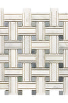 Oriental White / Asian Statuary Triple-Weave (w/Blue-Gray) Marble Mosaic Polished or Honed