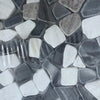 Gray and white pebble mosaic tile from Dolomite Bardiglio and Palissandro Tumbled Stone Sheet