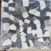 Pebble Mosaic sheet featuring Dolomite Bardiglio and Palissandro tumbled stone tiles