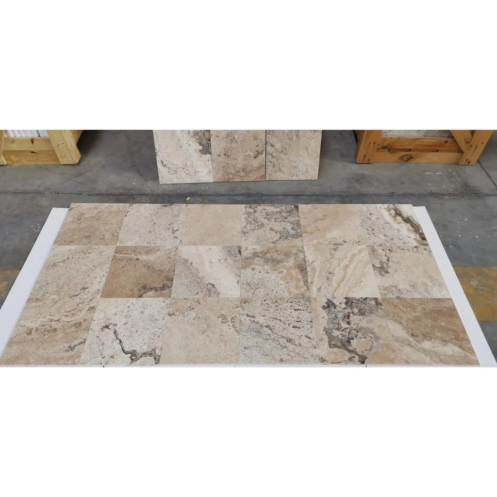 Philadelphia Travertine 12X12 Tumbled tile flooring showcasing natural elegance