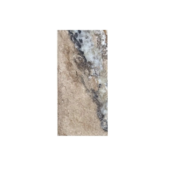 Textured beige and white marble slab of Philadelphia Travertine 12X24 Filled and Honed