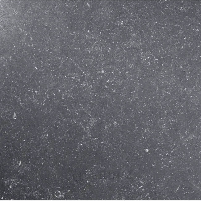 Dark gray textured Pierre Bleu Belgian Blue honed marble tile floor