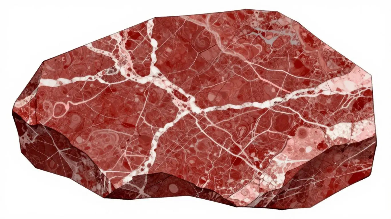 Sketch of Rosso Levanto marble with red and white veins.