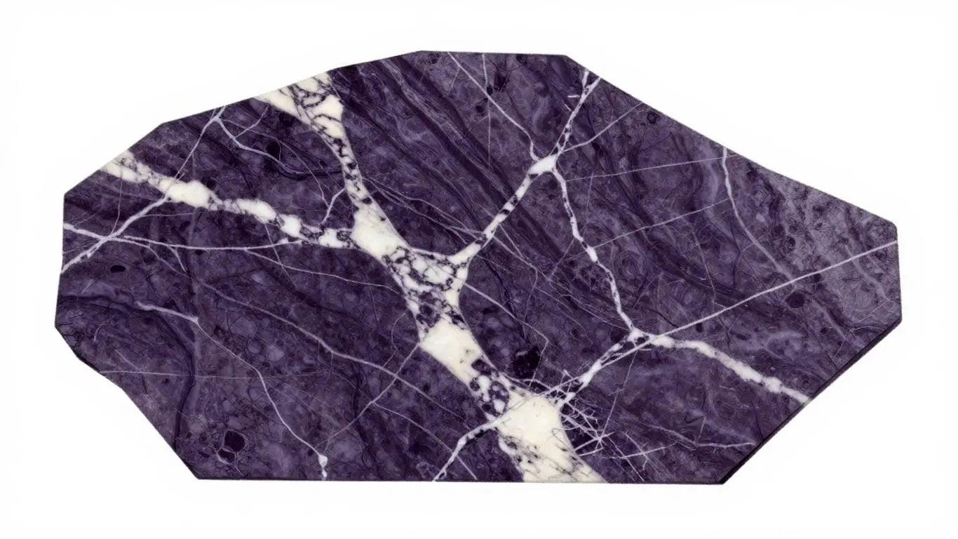 Calacatta Viola marble sketch with purple veins on white