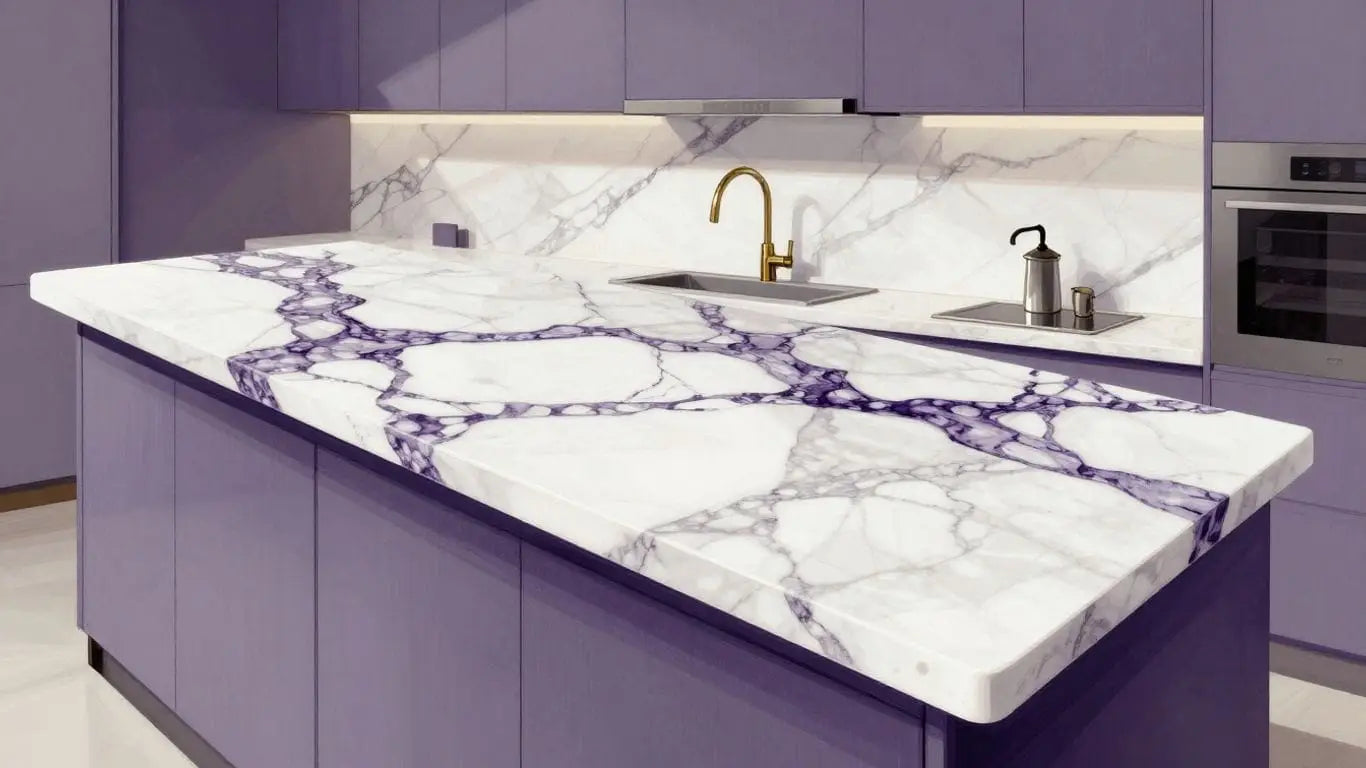 Calacatta Viola marble kitchen countertop sketch