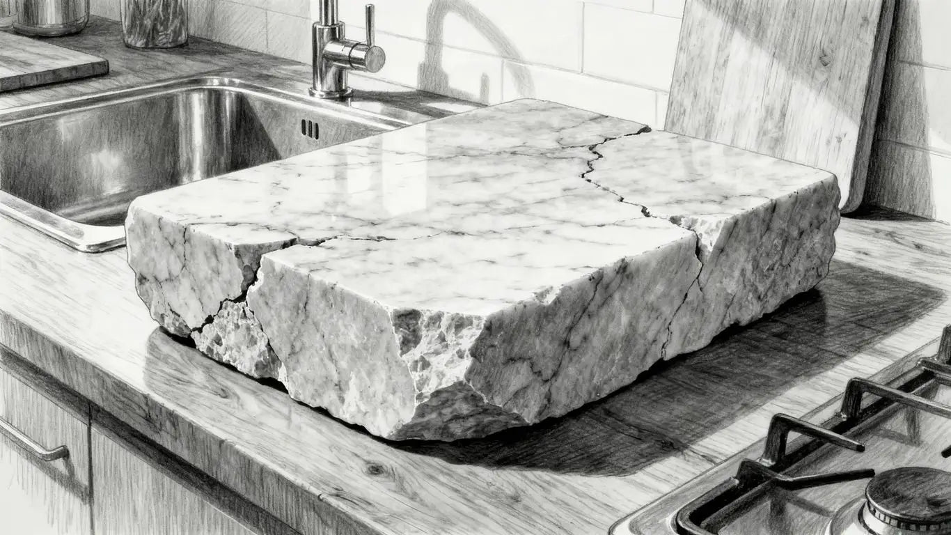 Hardened marble slab detailing