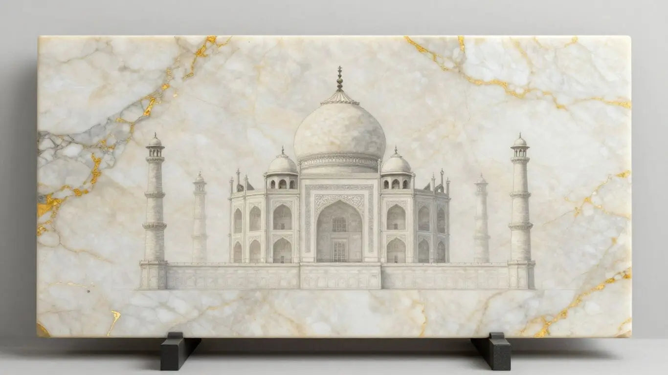 Ilustración de una losa de cuarcita Taj Mahal pulida