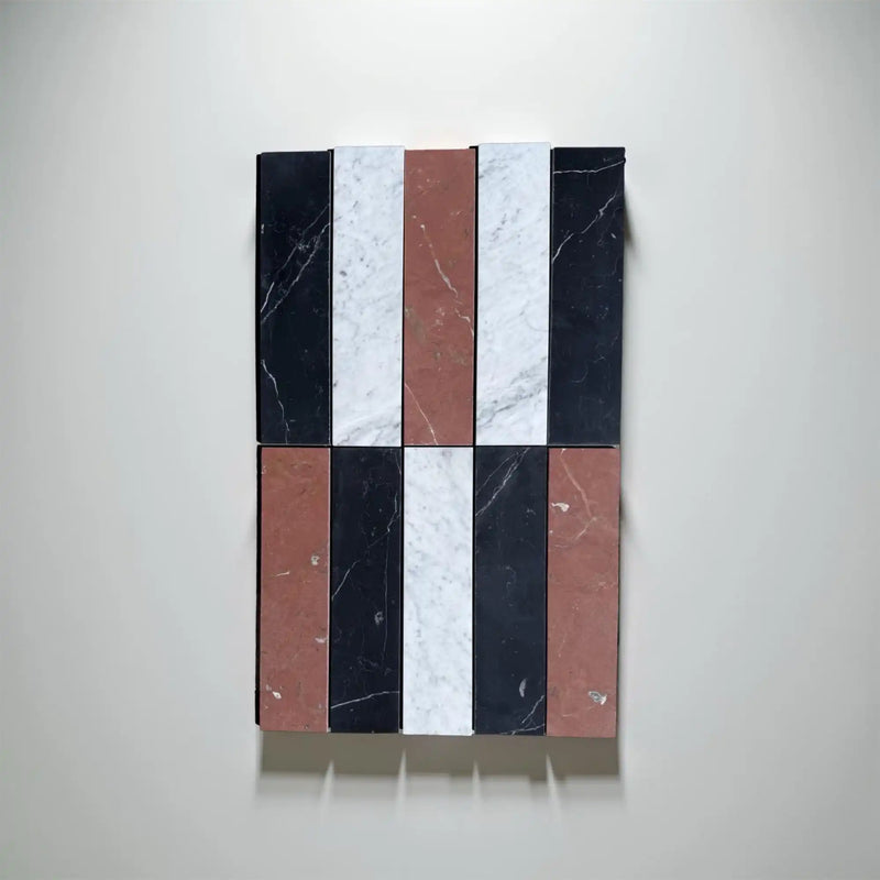 Rectangular marble tile arrangement.